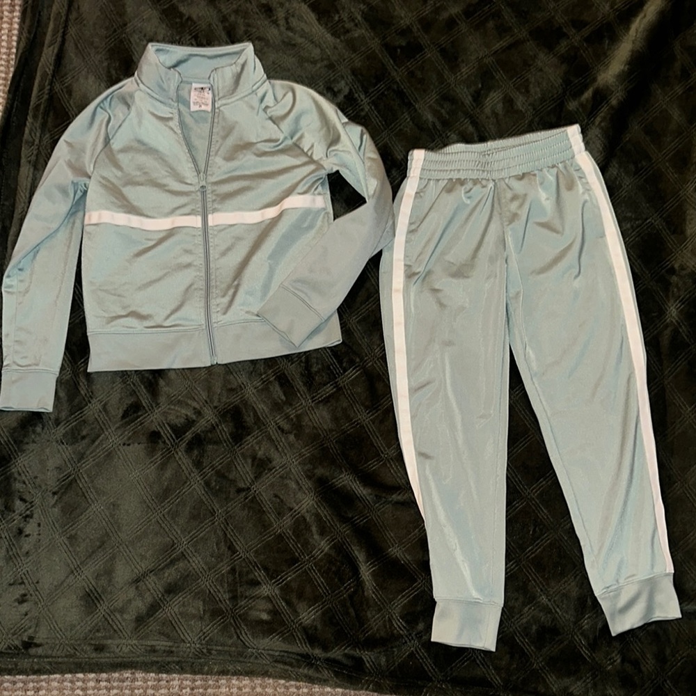 Light Blue Tracksuit with White Stripes